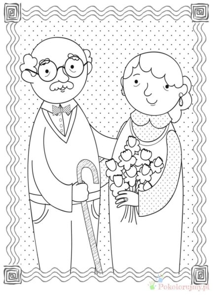 Раскраска бабушка и дедушка