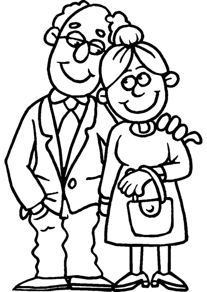 Раскраска бабушка и дедушка
