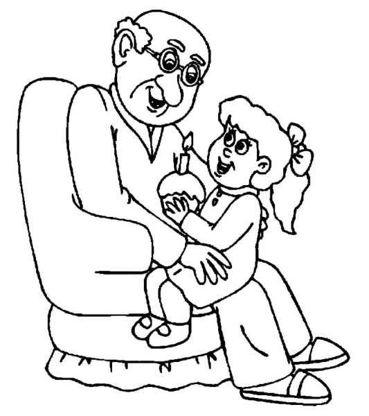 Раскраска бабушка и дедушка