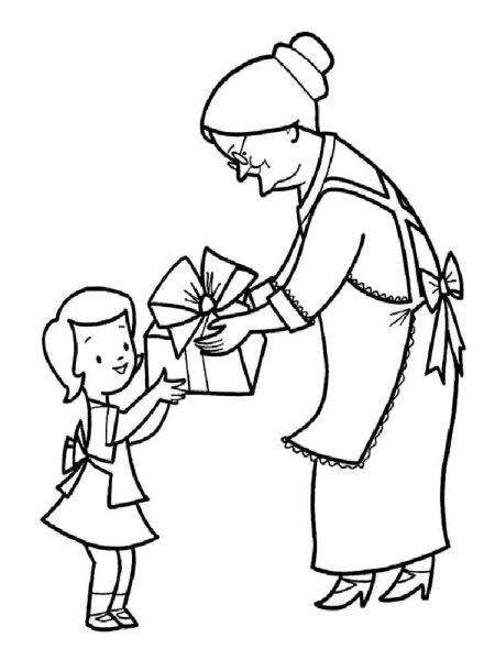 Раскраска подарок бабушке