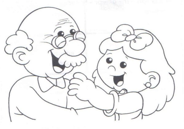 Раскраска дедушка и внучка