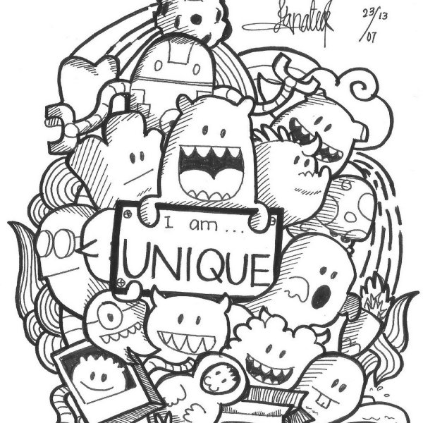 Раскраска дудлинг монстрики