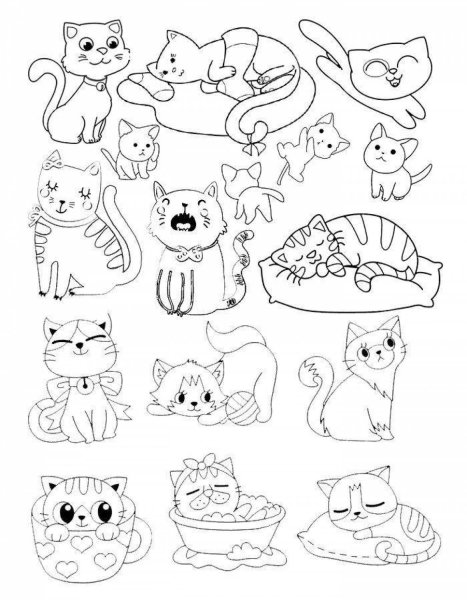 Раскраска маленькие котята