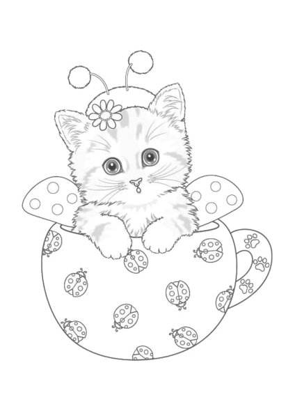 Новогодние котики раскраски для детей