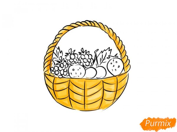 Корзина с шишками рисунок