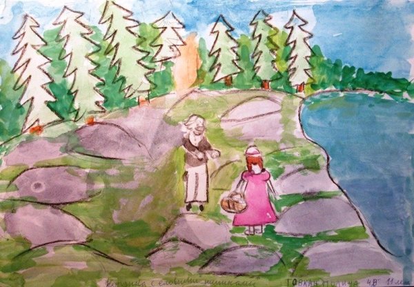 Иллюстрация к сказке корзина с еловыми шишками легкая