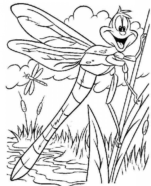 Стрекоза и муравей раскраска для детей