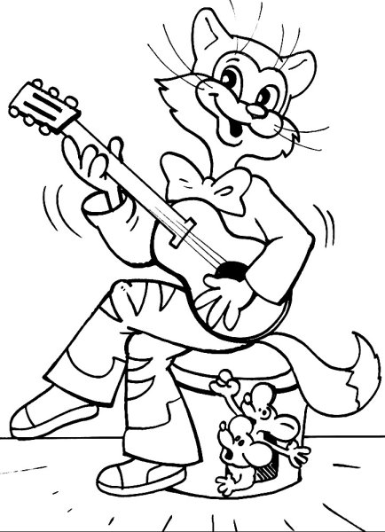 Кот Леопольд раскраска для детей