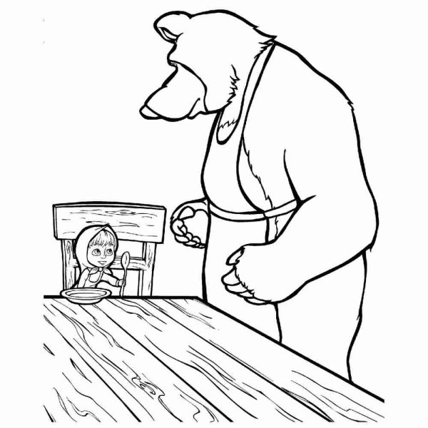 Картинки раскраски мультфильм маша и медведь (53 фото)