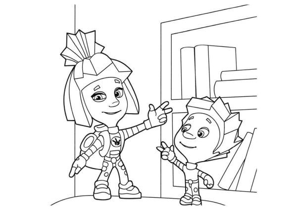 Раскраска Фиксики Симка и Нолик