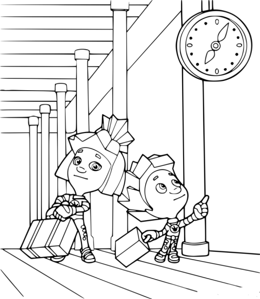 Раскраска Фиксики Симка и Нолик