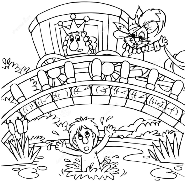 Раскраска кот в сапогах Шарль Перро