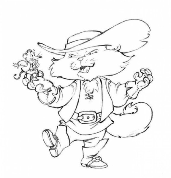 Раскраска кот в сапогах Шарль Перро