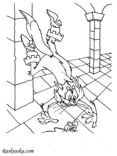 Кот в сапогах расскраск