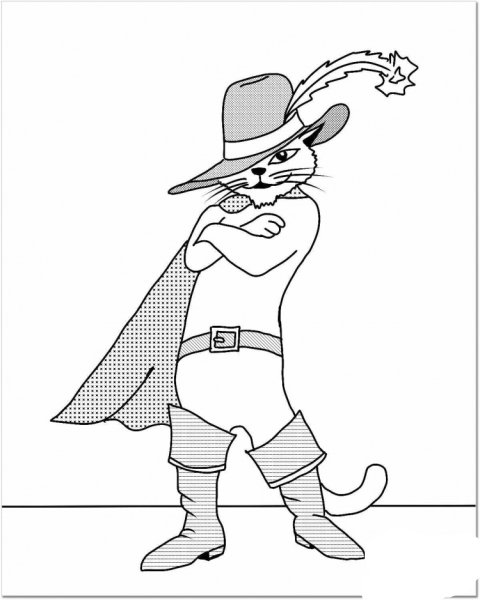 Кот в сапогах раскраска