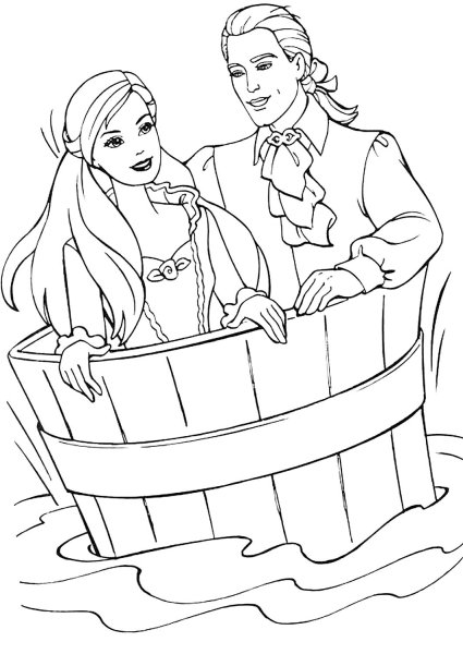 Раскраски для девочек Барби и Кен