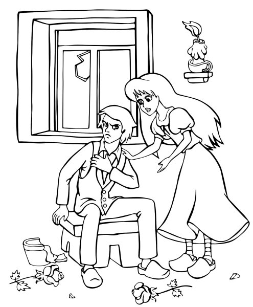 Раскраска Кай и Герда Снежная Королева