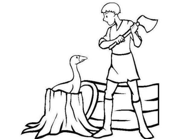 Раскраска к сказке золотой Гусь братья Гримм