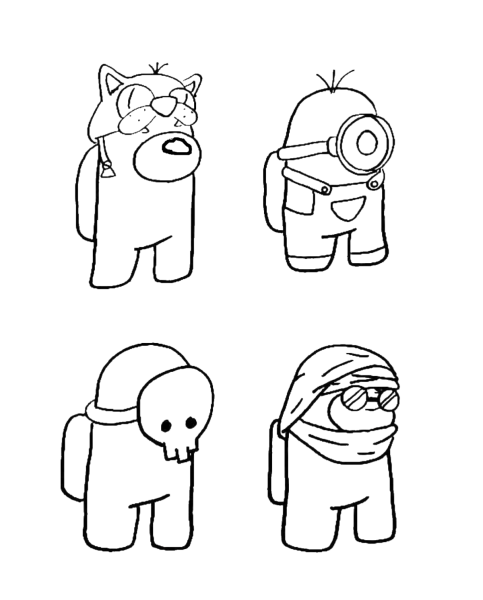 Рисунки амонг АС персонажи раскраска