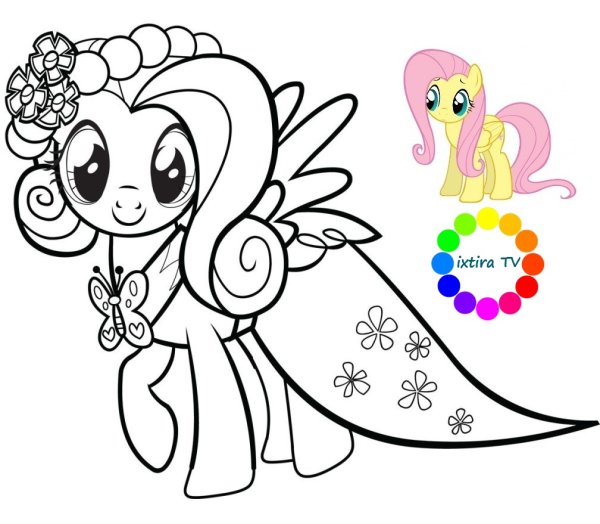 Раскраски для девочек пони Флаттершай