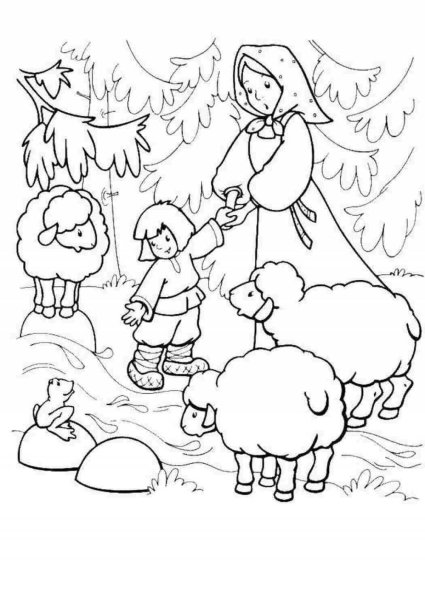 Раскраска по сказке сестрица алёнушка и братец Иванушка