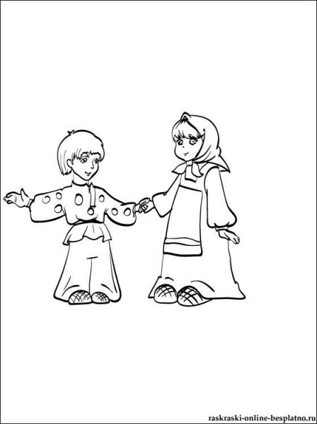 Раскраска по сказке сестрица алёнушка и братец Иванушка