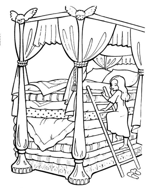 Раскраска к сказке принцесса на горошине