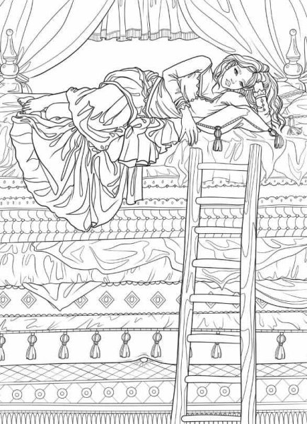 Андерсен принцесса на горошине раскраска