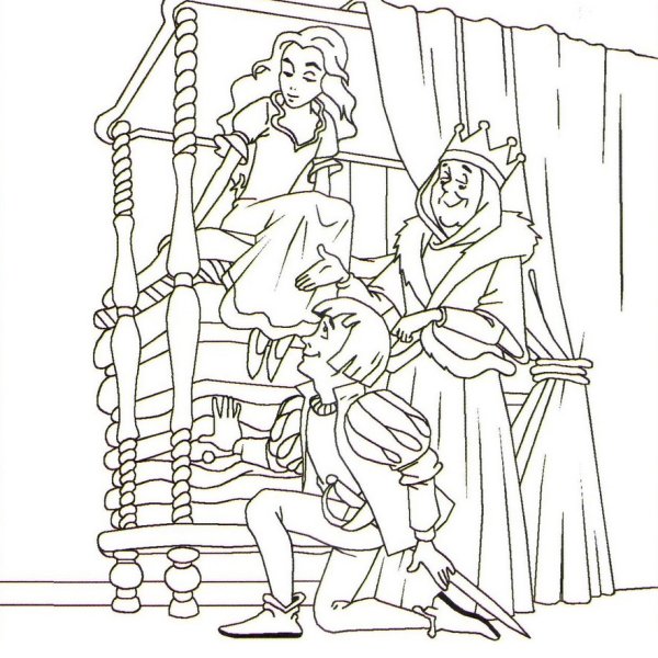 Сказки Андерсена раскраски принцесса на горошине