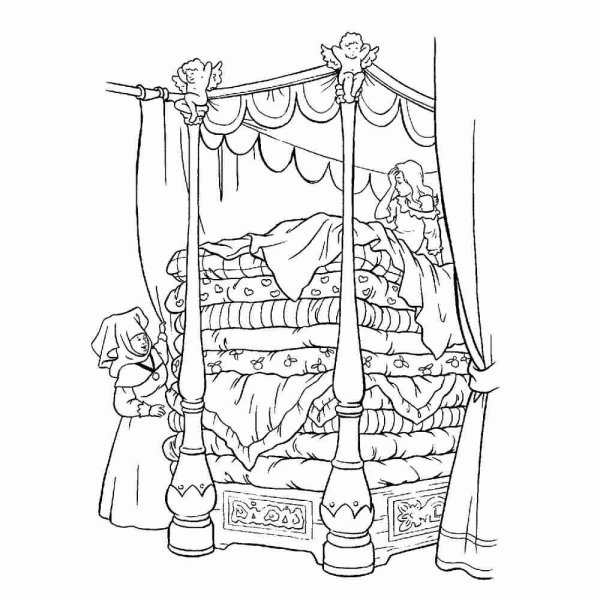 Сказки Андерсена раскраски принцесса на горошине