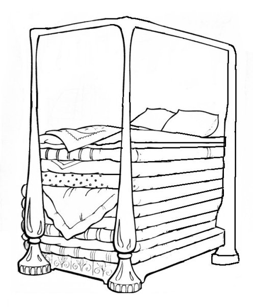 Андерсен принцесса на горошине раскраска