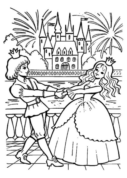 Принцессы и принцы. Раскраска