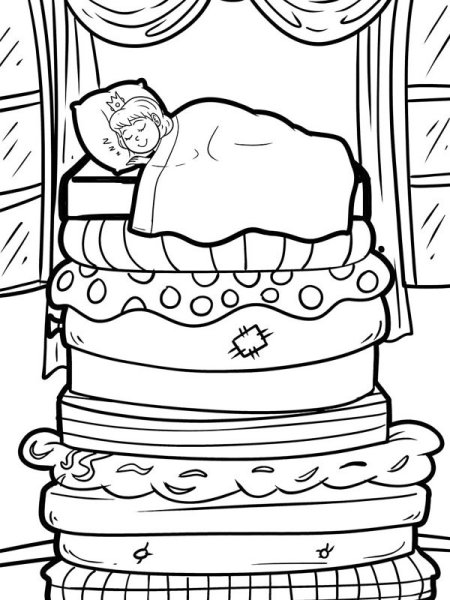 Сказки Андерсена раскраски принцесса на горошине