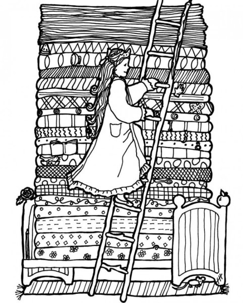 Принц из сказки раскраска принцесса на горошине