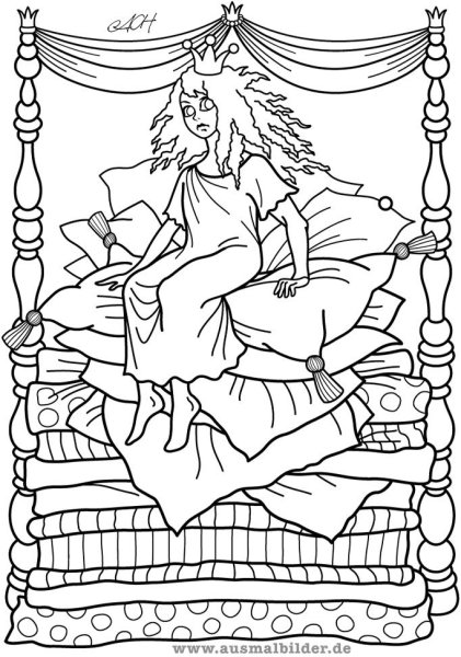 Принцесса на горошине раскраска