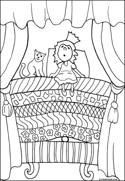 Принцесса на горошине раскраска