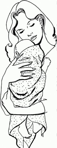 Раскраска мать с ребенком