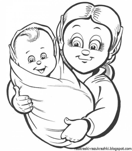 Раскраска мамы и малыши