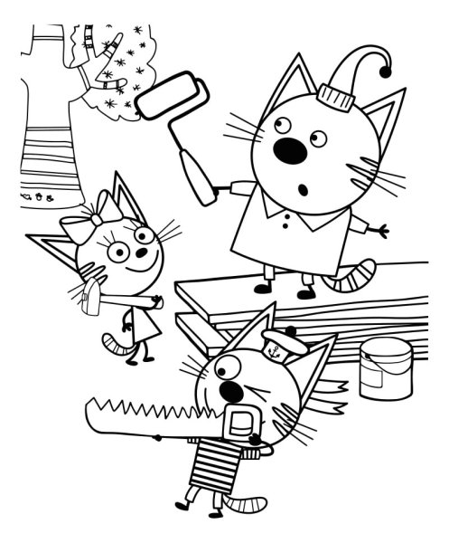 Карамелька три кота раскраска