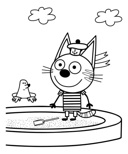 Раскраска три кота Коржик