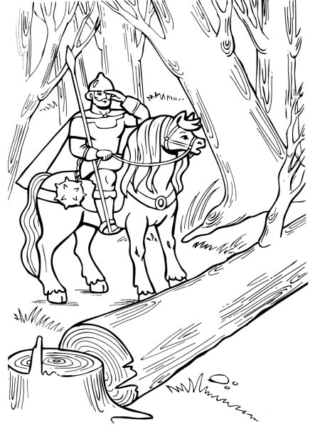 Илья Муромец и Соловей разбойник раскраска для детей