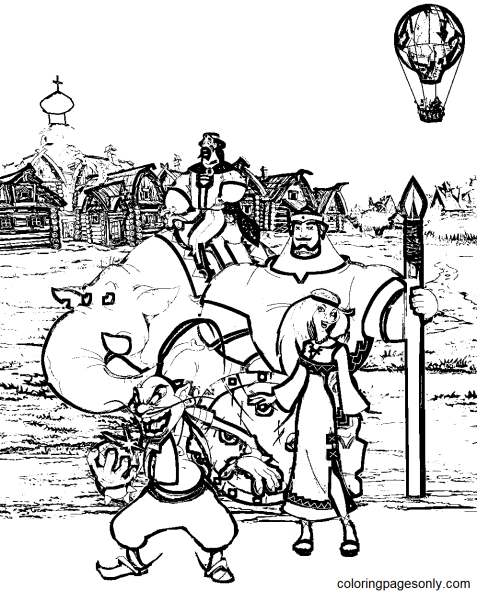 Илья Муромец и Соловей разбойник раскраска