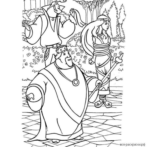 Илья Муромец и Соловей разбойник раскраска для детей