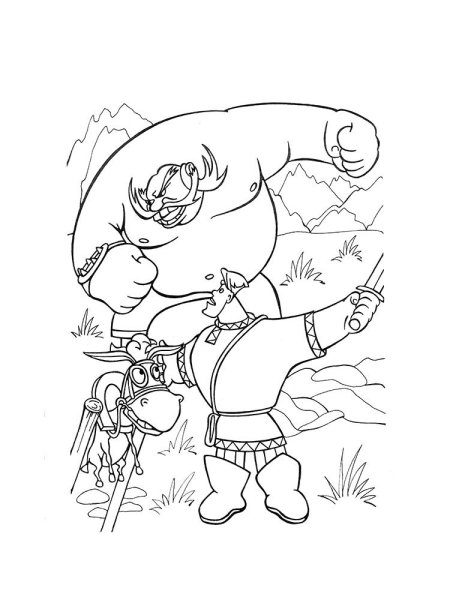 Алёша Попович и Тугарин змей раскраска