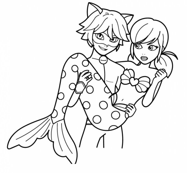 Разукрашку леди баг и супер кот