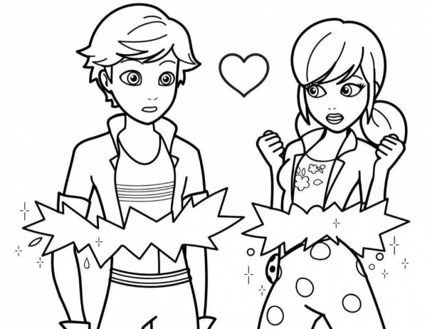 Раскраска Маринетт и Эдриан