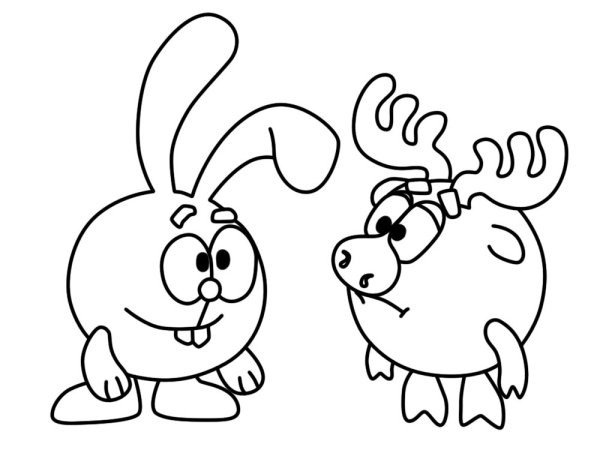 Крош и Лосяш раскраска