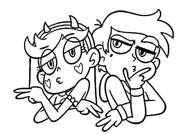 Раскраска Звёздочка Баттерфляй и Марко