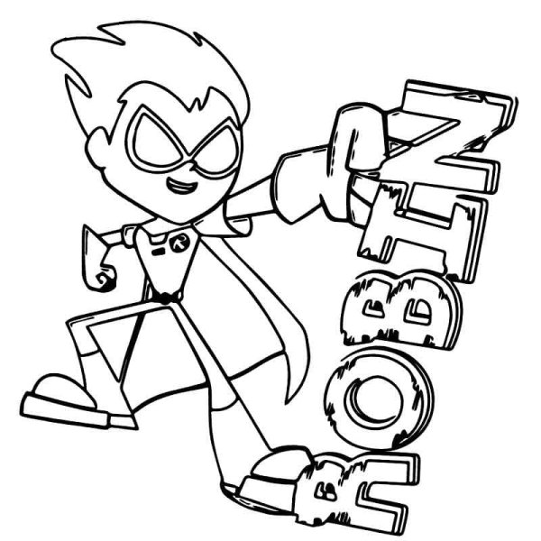 Раскраска юные Титаны Робин