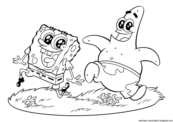 Раскраски губка Боб квадратные штаны и Патрик